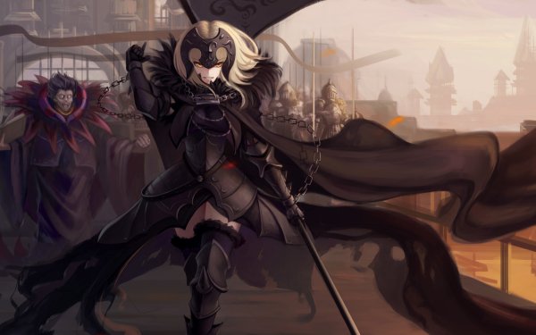 Anime Fate/Grand Order Fate Series Jeanne d'Arc Alter Caster Avenger Fate Blonde Yellow Eyes Thigh Boots Armor Chain Cape HD Wallpaper | Background Image