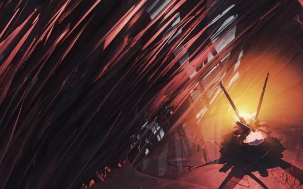 4K Ultra HD PC desktop wallpaper featuring a dark, atmospheric scene from the video game Dishonored 2 with sharp, abstract shapes and an intense glowing light.