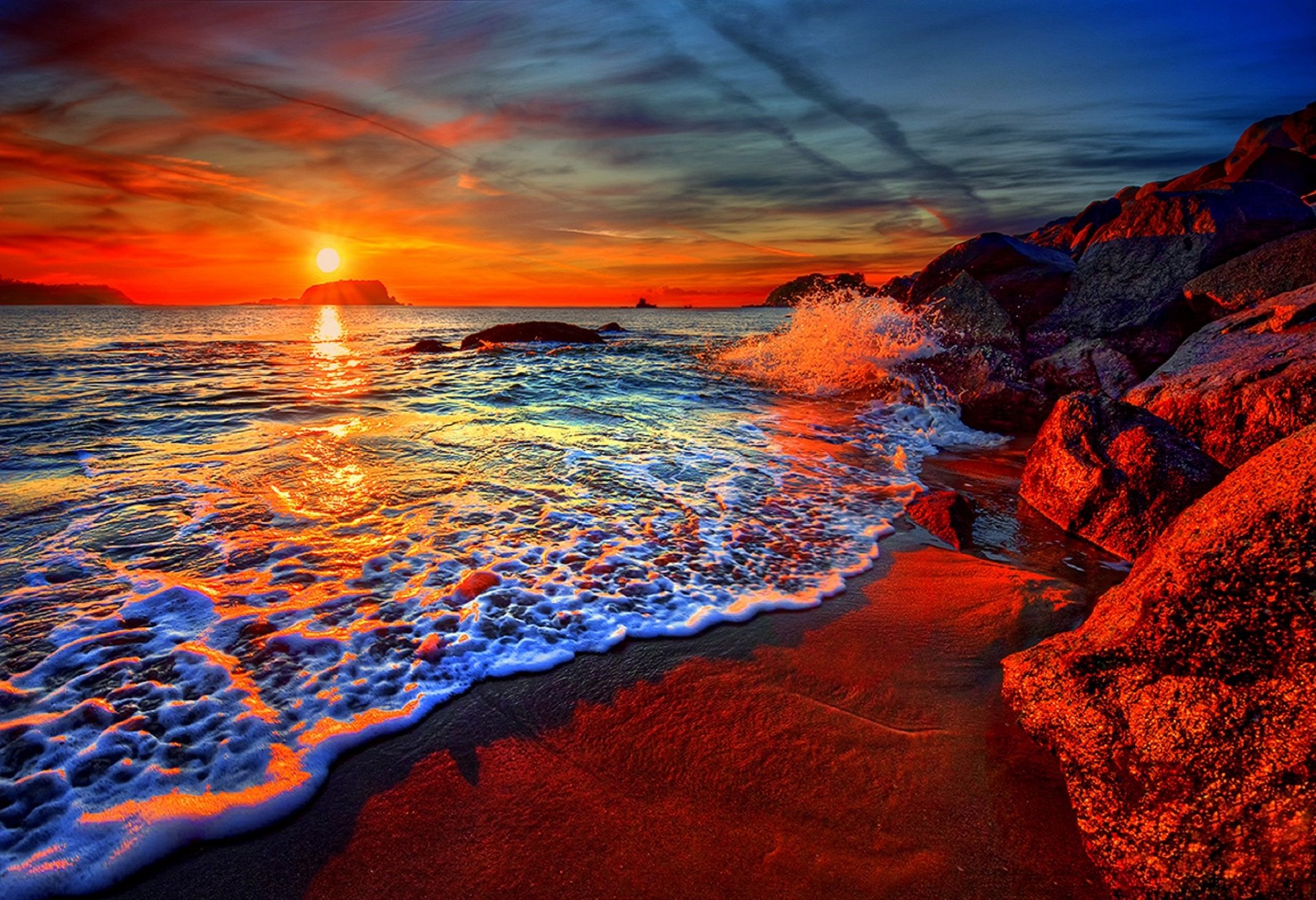 Download Horizon Sea Ocean Coast Beach Nature Sunset HD Wallpaper
