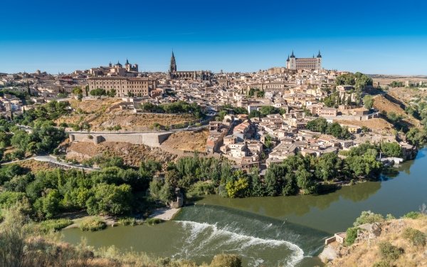 Man Made Toledo Towns Spain City Building River Castilla la Mancha HD Wallpaper | Background Image