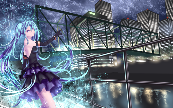 Anime Vocaloid Hatsune Miku City HD Wallpaper | Background Image