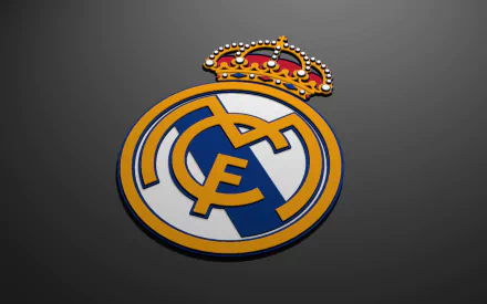 HD desktop wallpaper featuring the Real Madrid C.F. logo on a dark background.