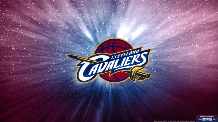 Cleveland Cavaliers logo on a cosmic background, designed for an HD desktop wallpaper.