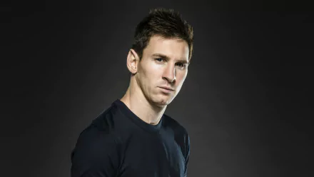 HD desktop wallpaper featuring a person, sporting a dark blue top against a gradient black background.
