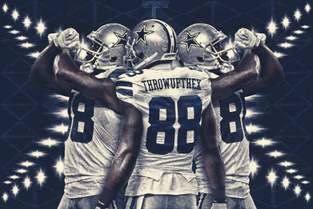 HD wallpaper featuring three mirrored images of Dez Bryant in a Dallas Cowboys uniform with the text Throw Up The X.