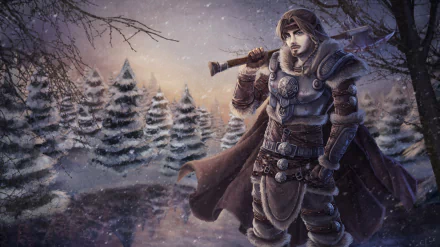 axe winter snowfall fantasy warrior fantasy warrior HD Desktop Wallpaper | Background Image