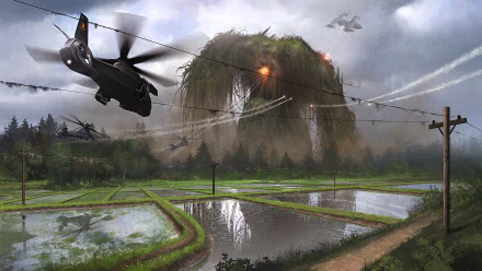 attack helicopter helicopter creature fantasy giant HD Desktop Wallpaper | Background Image