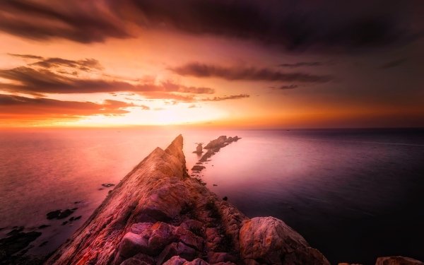 Earth Seascape Ocean Sunset Nature Horizon HD Wallpaper | Background Image