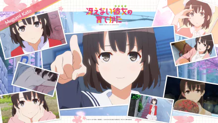 HD desktop wallpaper featuring character Megumi Kato from the anime Saekano: How to Raise a Boring Girlfriend, showcasing various close-up scenes of her.