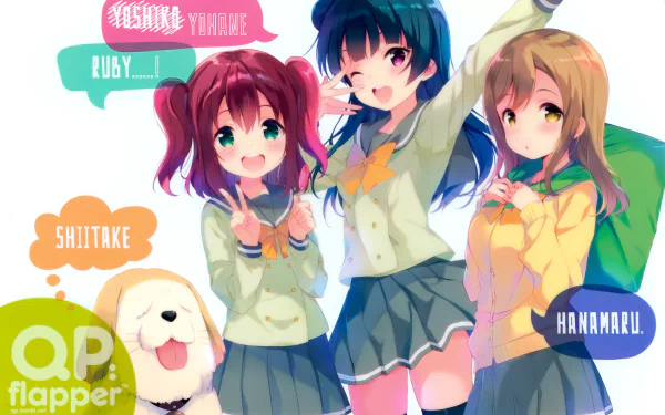 Hanamaru Kunikida Yoshiko Tsushima Ruby Kurosawa Anime Love Live! Sunshine!! HD Desktop Wallpaper | Background Image