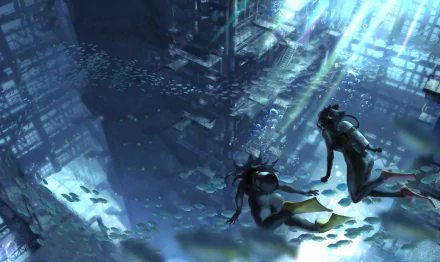 Anime underwater HD Desktop Wallpaper | Background Image