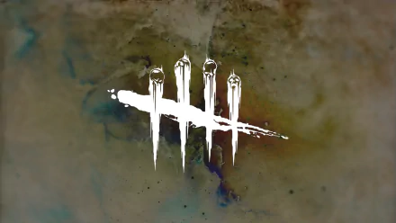 HD desktop wallpaper featuring the iconic scratched logo from the video game Dead by Daylight against a grungy background.