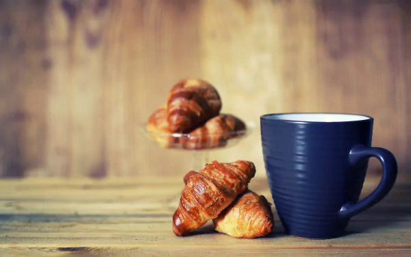 cup food croissant HD Desktop Wallpaper | Background Image