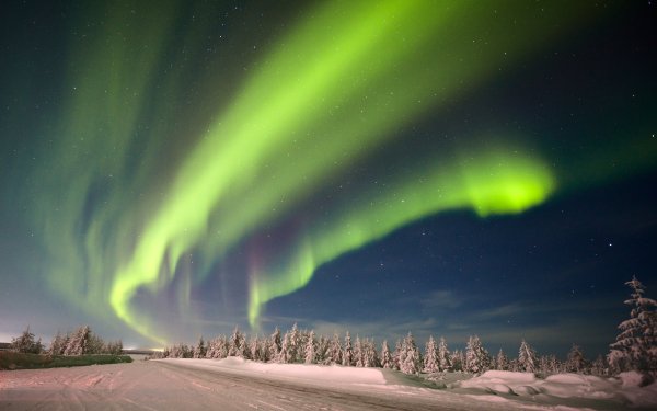Earth Aurora Borealis Nature Winter Snow Night Light Starry Sky HD Wallpaper | Background Image
