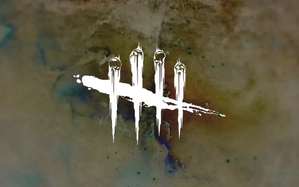 HD desktop wallpaper featuring the iconic scratched logo from the video game Dead by Daylight against a grungy background.
