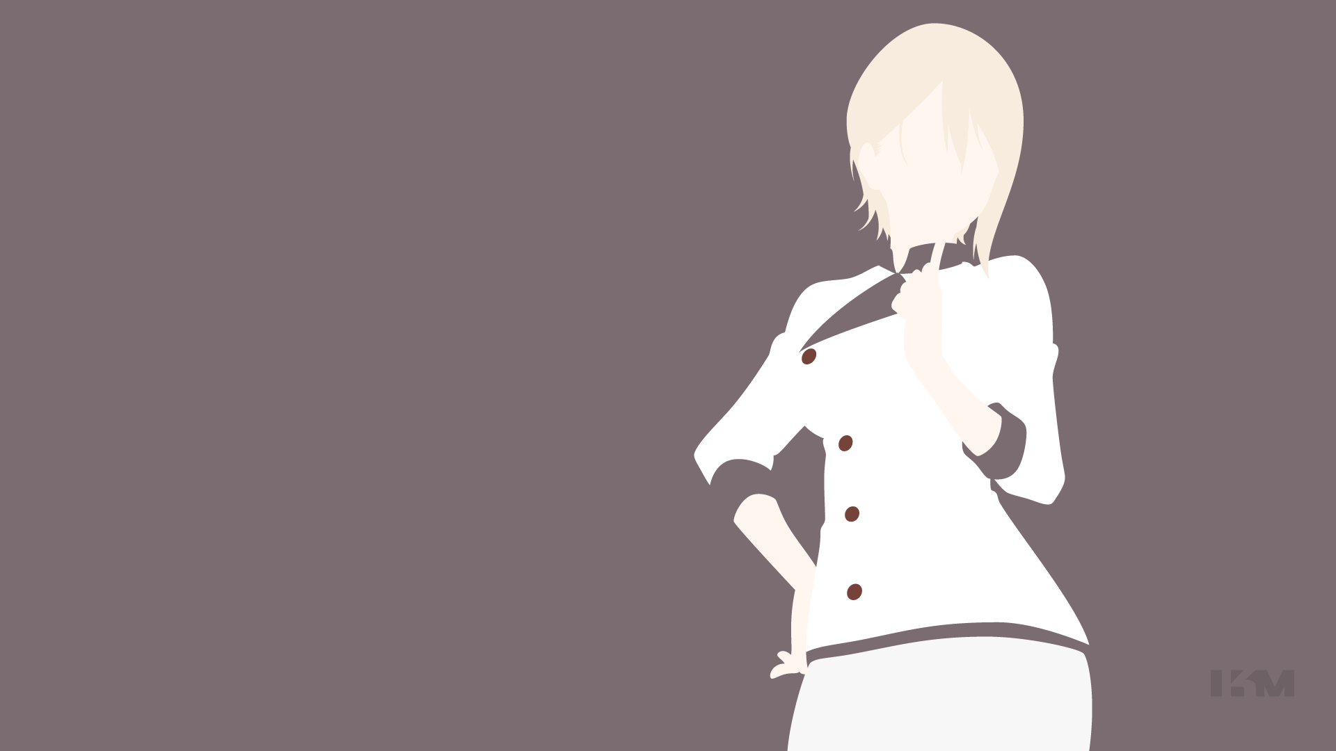Minimalist 4K Ultra HD anime wallpaper featuring Alice Nakiri from Food Wars: Shokugeki no Soma, rendered in a simple, clean design with muted tones.