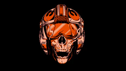HD PC desktop wallpaper featuring a skull wearing a Rebel Alliance helmet from Star Wars, blending iconic movie imagery with a dark, striking design.