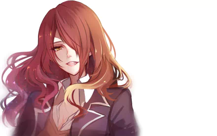 HD desktop wallpaper featuring Rindō Kobayashi from the anime Food Wars: Shokugeki no Soma, showcasing her confident smile and flowing hair against a minimalist background.