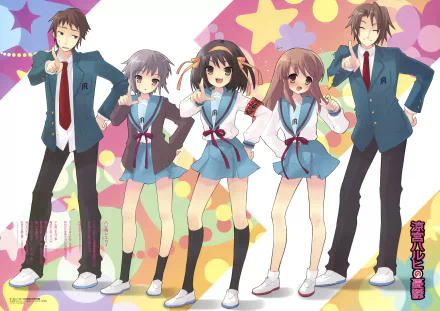 Itsuki Koizumi Kyon (Haruhi) Yuki Nagato Mikuru Asahina Haruhi Suzumiya Anime The Melancholy of Haruhi Suzumiya HD Desktop Wallpaper | Background Image
