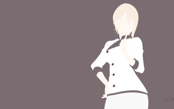 Minimalist 4K Ultra HD anime wallpaper featuring Alice Nakiri from Food Wars: Shokugeki no Soma, rendered in a simple, clean design with muted tones.