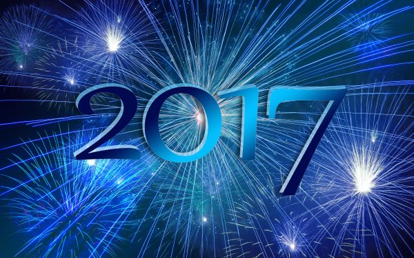 Holiday New Year 2017 New Year Blue Fireworks HD Wallpaper | Background Image