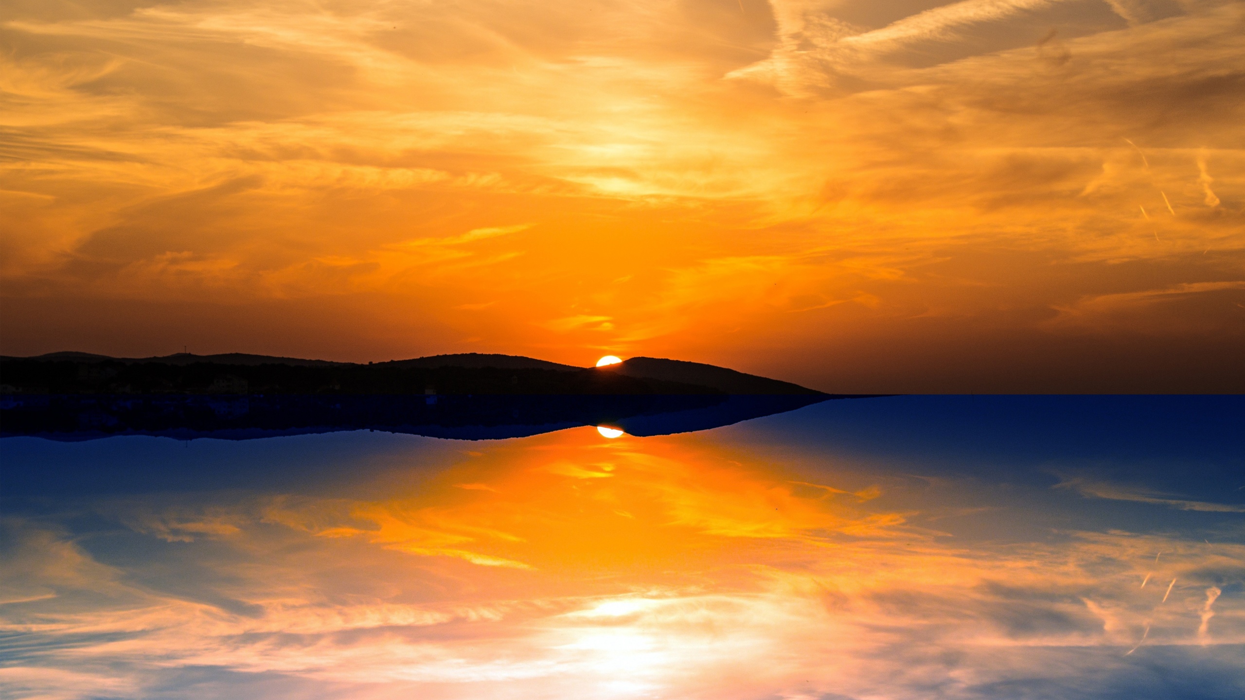 Download Horizon Winter Mountain Sun Nature Sunset HD Wallpaper