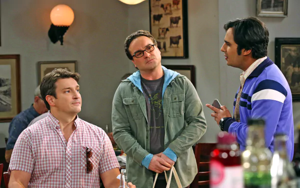 Raj Koothrappali Kunal Nayyar Nathan Fillion Leonard Hofstadter Johnny Galecki TV Show The Big Bang Theory HD Desktop Wallpaper | Background Image