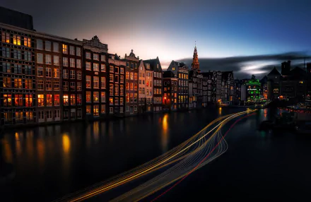 canal city time lapse house light Netherlands night man made Amsterdam HD Desktop Wallpaper | Background Image