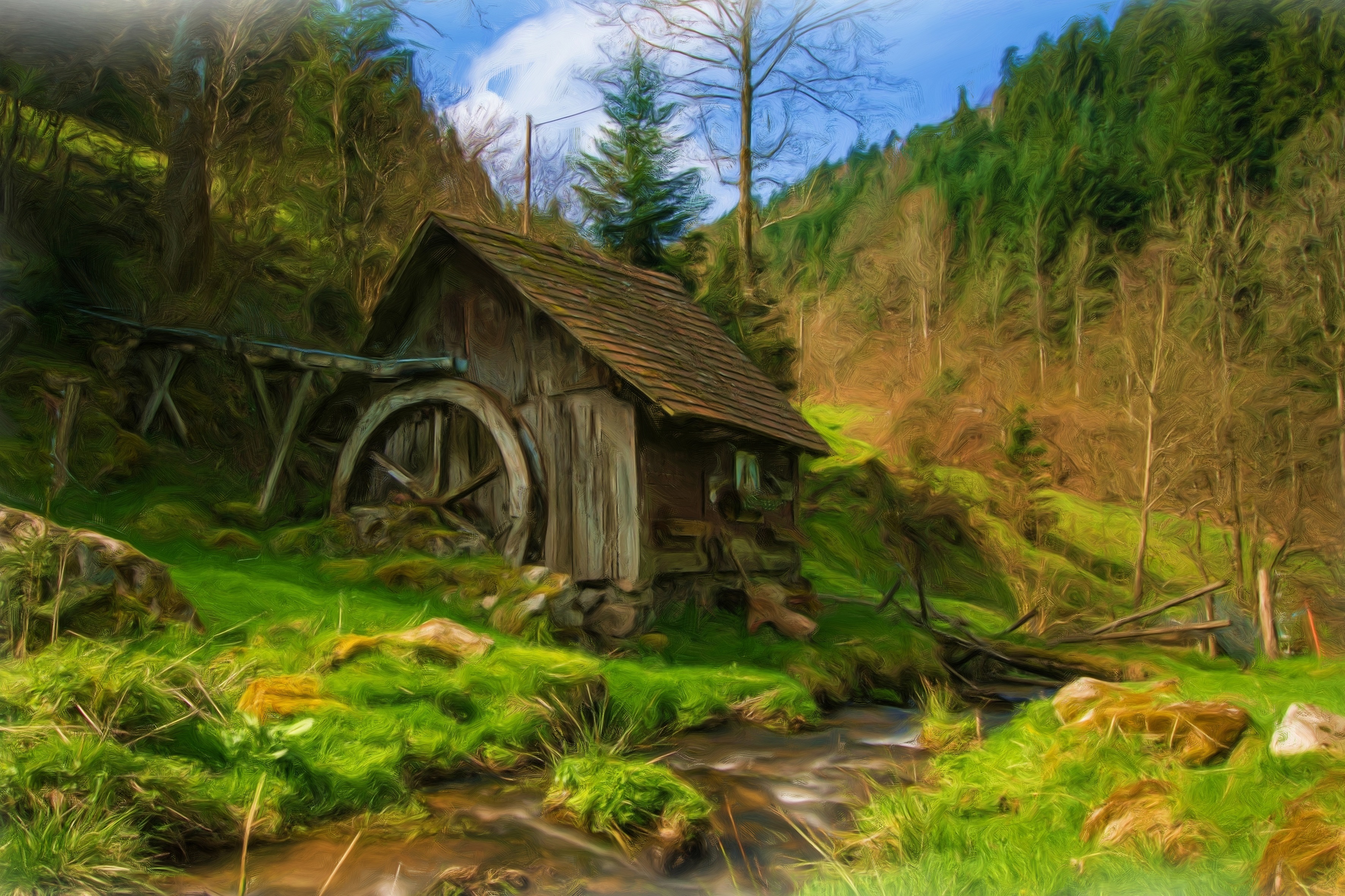 A Watermill done with an oil paint filter by Hans Benn