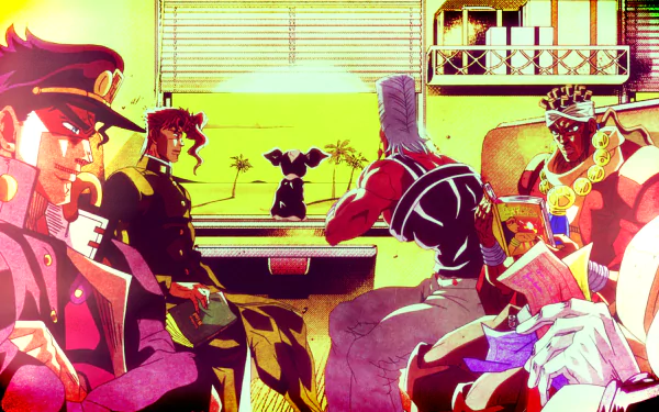 Joseph Joestar Jean Pierre Polnareff Noriaki Kakyoin Iggy (Jojo's Bizarre Adventure) Muhammad Avdol Jotaro Kujo Anime Jojo's Bizarre Adventure HD Desktop Wallpaper | Background Image