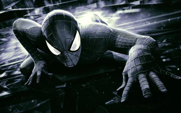 HD wallpaper featuring Spider-Man from The Amazing Spider-Man 2 movie, depicting Spider-Man in a dynamic, crawling pose with a dark, intricate background.