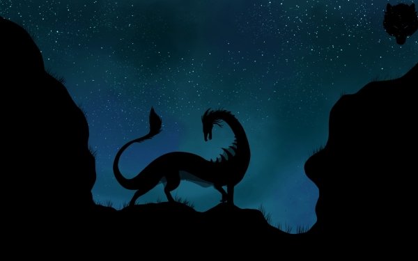 Fantasy Dragon Night Silhouette HD Wallpaper | Background Image