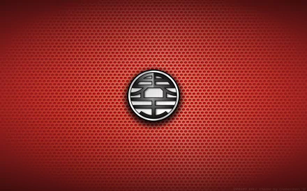 HD desktop wallpaper featuring a sleek Dragon Ball Z symbol on a red textured background.