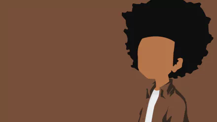 Minimalist HD desktop wallpaper featuring a faceless character with an afro from the TV show The Boondocks, set against a dark background.