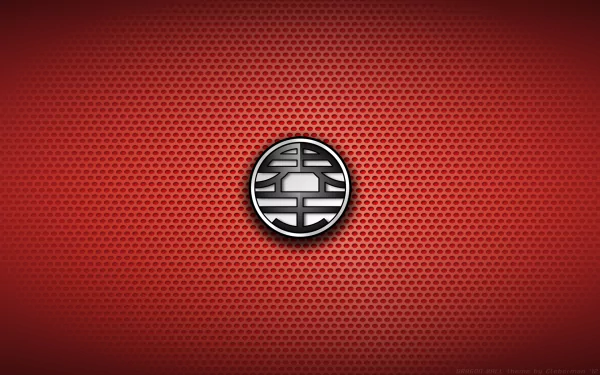 HD desktop wallpaper featuring a sleek Dragon Ball Z symbol on a red textured background.