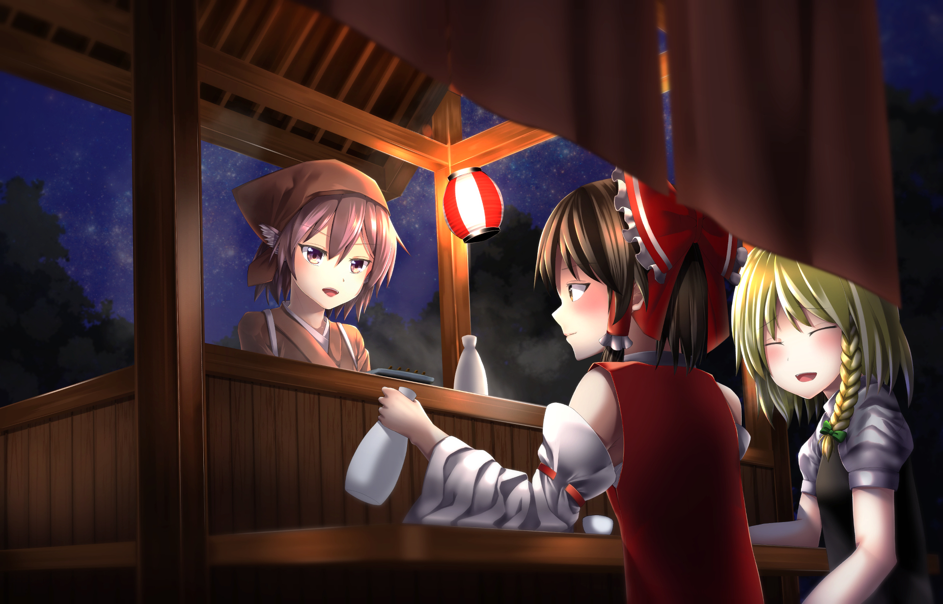 Download Mystia Lorelei Marisa Kirisame Reimu Hakurei Anime Touhou HD Wallpaper