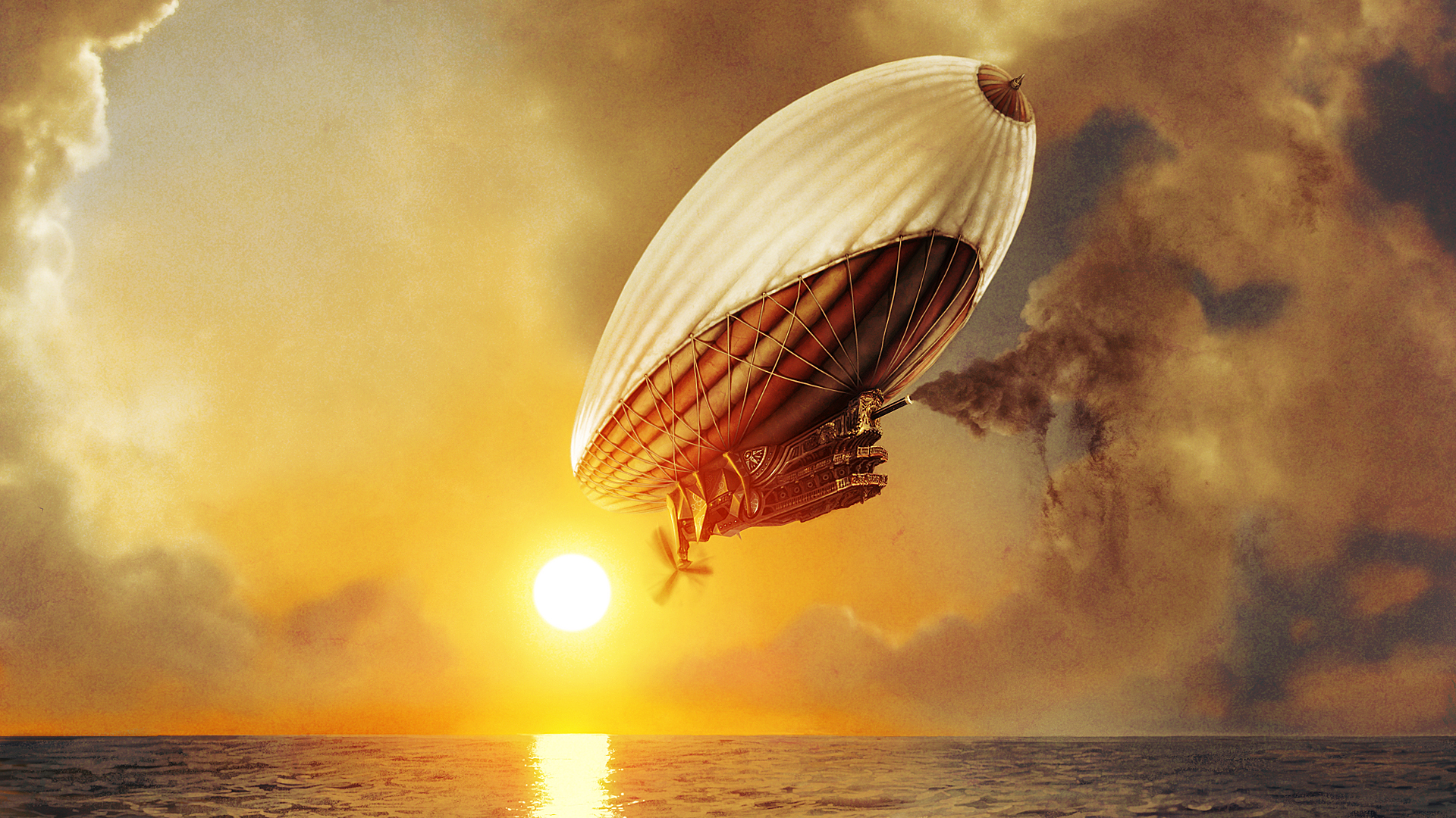 steampunk airship background