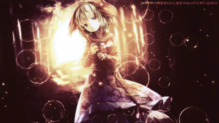 HD PC desktop wallpaper featuring Kyouko Kasodani from the anime Touhou, illuminated by a glowing, ethereal light with floating bubbles in the background.