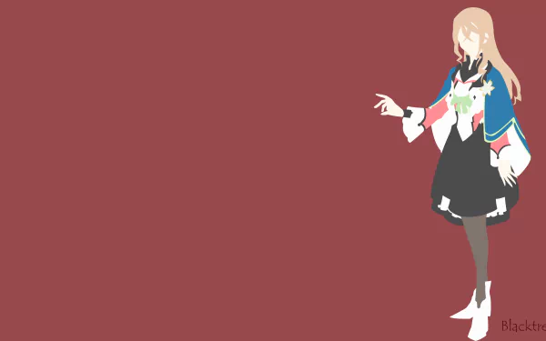 Minimalist anime illustration of a female character from Tales of Zestiria the X on a solid maroon background — 4K Ultra HD PC Desktop Wallpaper and Background.