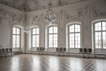 chandelier chair white hall man made room HD Desktop Wallpaper | Background Image