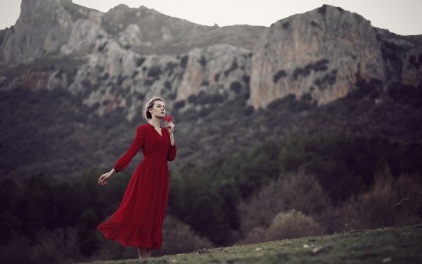 Women Mood Model Red Dress Depth Of Field HD Wallpaper | Background Image