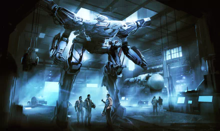 futuristic hangar Sci Fi robot HD Desktop Wallpaper | Background Image