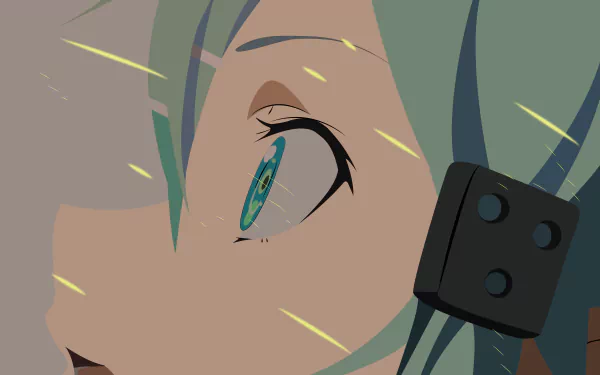 Minimalist 8K Ultra HD anime wallpaper featuring a close-up of Shino Asada from Sword Art Online II, rendered with clean lines and subtle color accents.