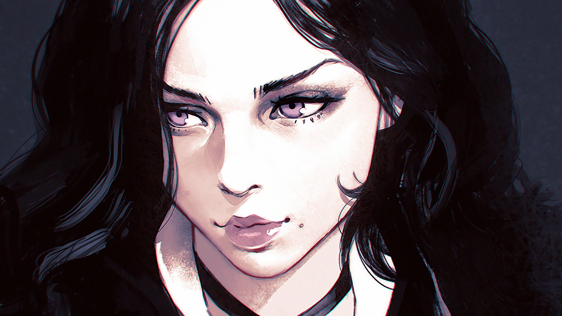 Download Purple Eyes Black Hair Face Yennefer Of Vengerberg Video Game ...