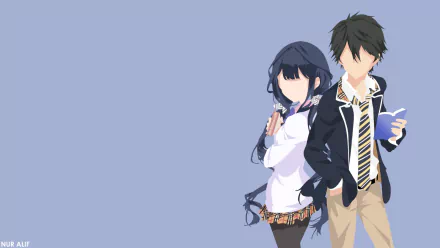 HD anime desktop wallpaper featuring Masamune Makabe and Aki Adagaki from Masamune-kun's Revenge, against a plain light blue background.