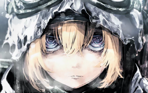 HD desktop wallpaper and background featuring Tanya Degurechaff from the anime Youjo Senki. The character is depicted with a determined expression, framed by blonde hair and military attire.