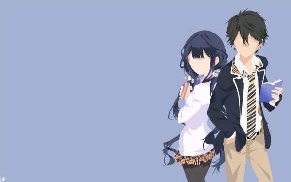 HD anime desktop wallpaper featuring Masamune Makabe and Aki Adagaki from Masamune-kun's Revenge, against a plain light blue background.