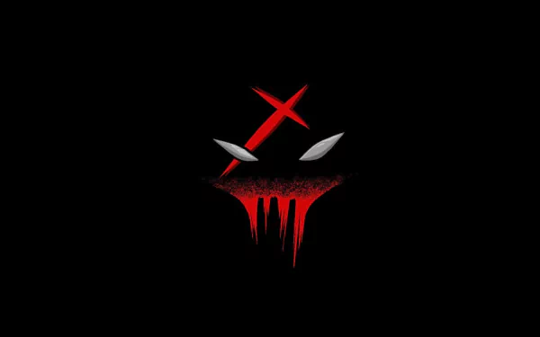 HD desktop wallpaper featuring a dark, stylized image of Red X from Teen Titans, a DC Comics character. The image mainly showcases red and white elements on a black background.