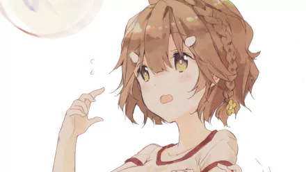 HD anime desktop wallpaper featuring Yoshino Koiwai from Masamune-kun's Revenge with soft colors and detailed character design against a light background.