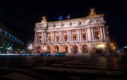 Opera building night France Paris man made Palais Garnier HD Desktop Wallpaper | Background Image